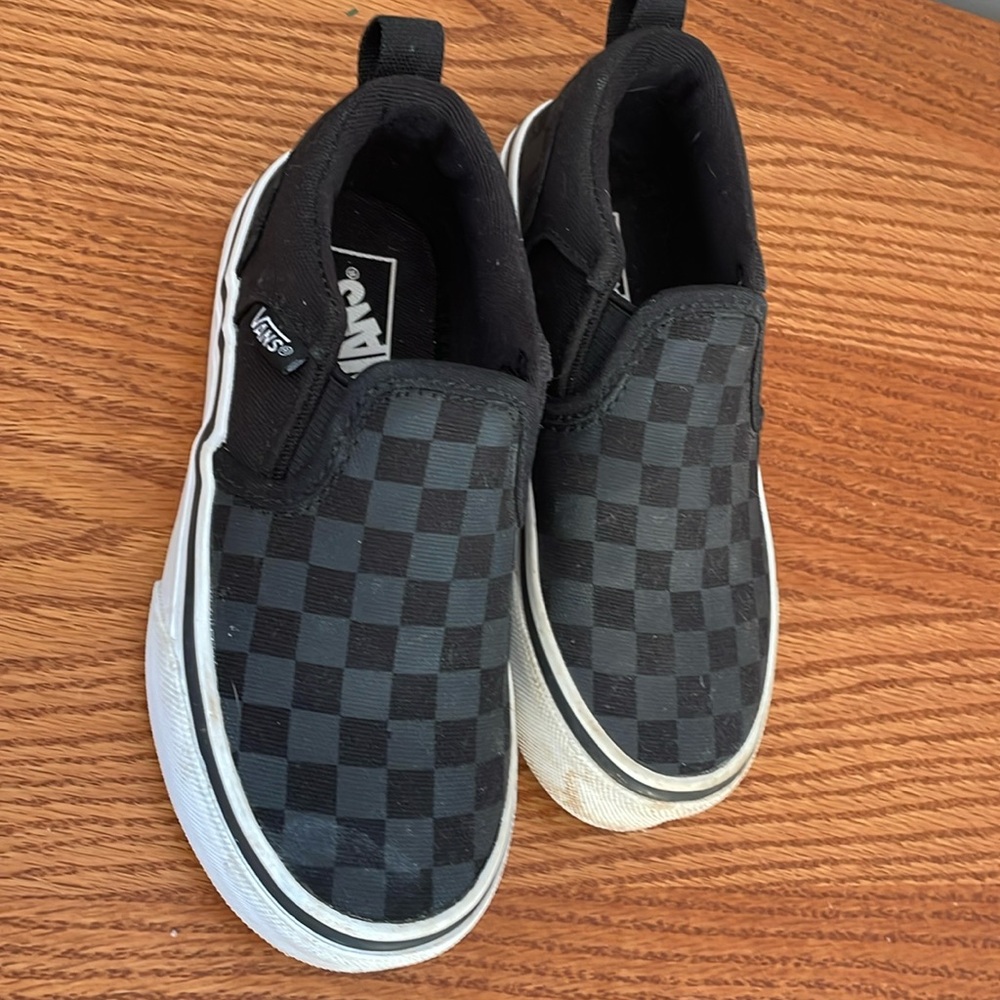 Vans Kids Black Checkered Slip-On Shoes